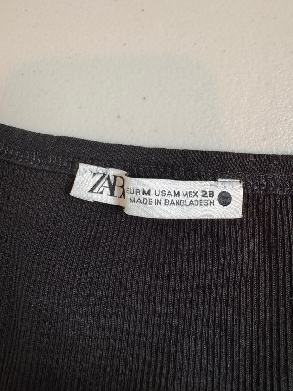 Zara Black Ribbed Tank Top Sleeveless Stretch Basic Size Medium - Picture 5 of 6